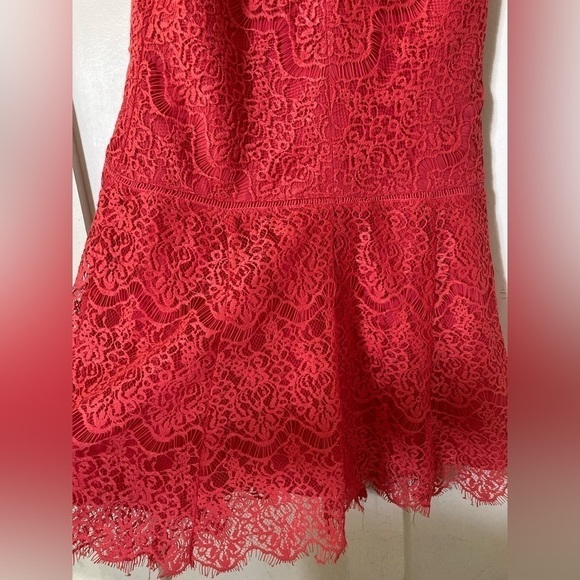 ADELYN Rae fit and flare sleeveless coral pink lace lined tie front dress Small - Picture 10 of 14